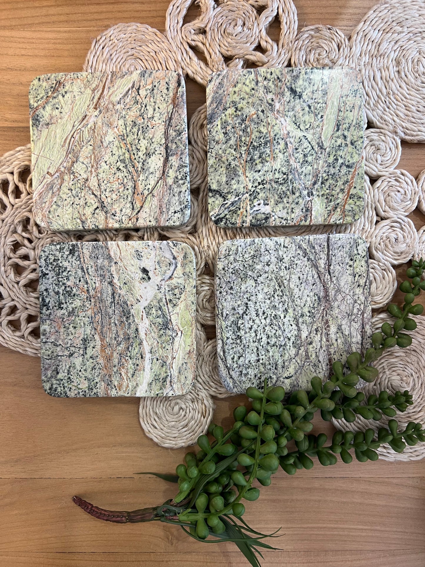 Marble coaster set of 4 - Moss