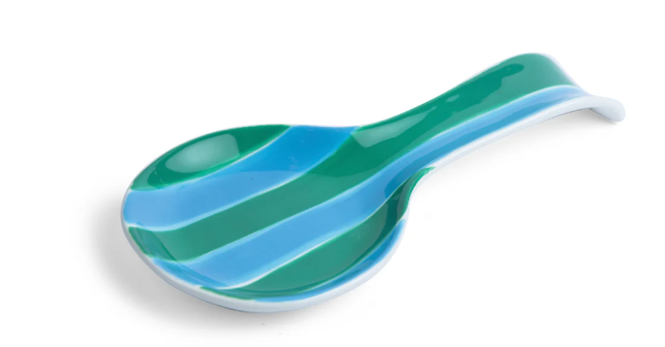 Spoon rest - Green & Blue stripe