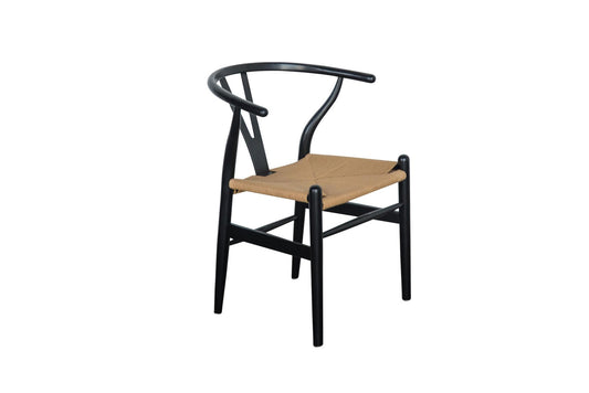 Wishbone Chair - Black with natural rope seat image 0