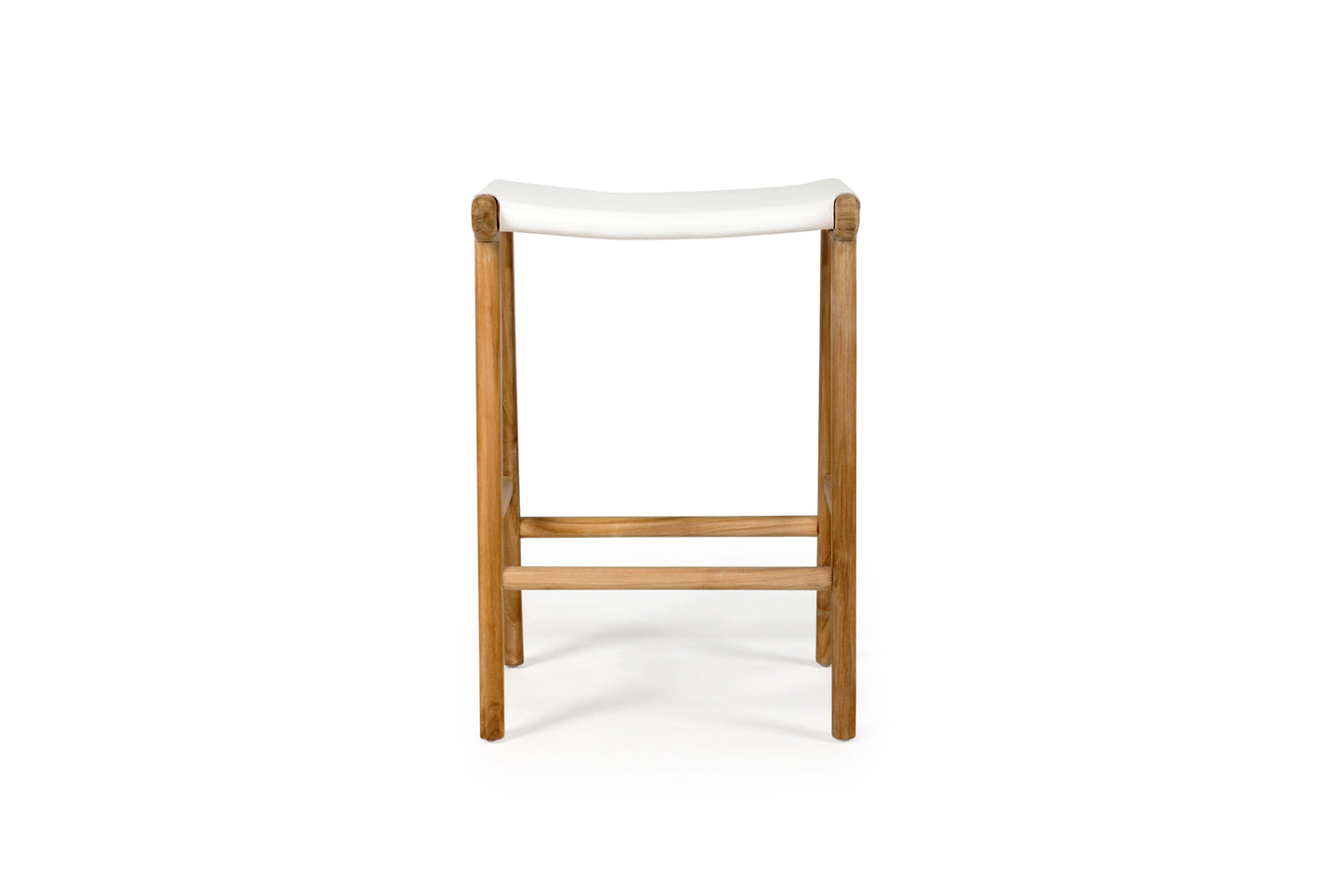 Sorrento leather saddle stool flat - White image