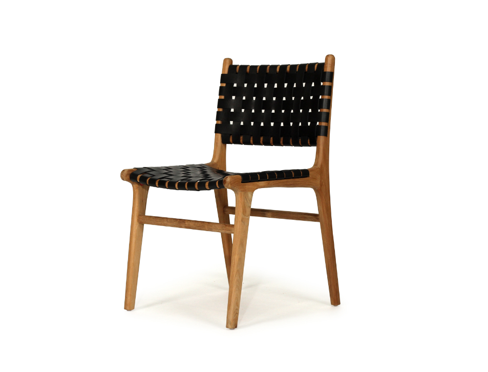 Sorrento leather strap dining chair - Black image