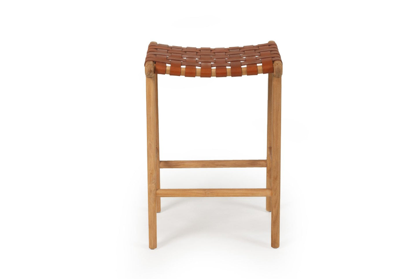 Sorrento leather strap stool backless - Tan image