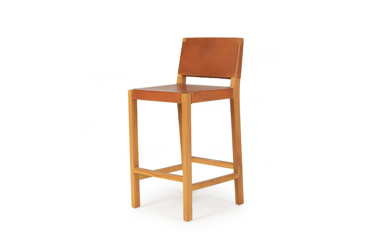 Sorrento leather counter stool with back - Tan image