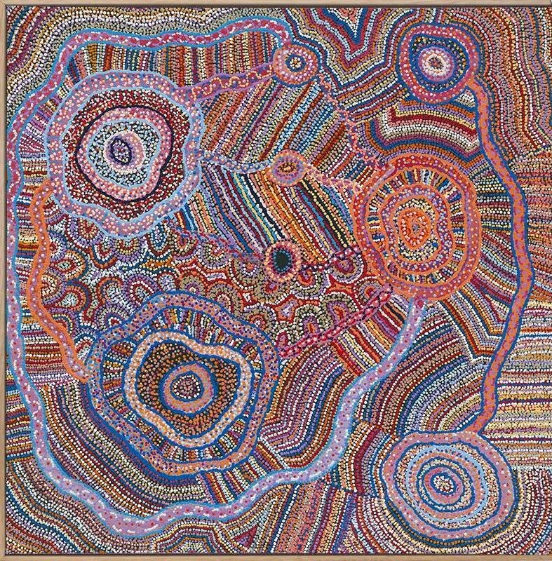 NGAPA Jukurrpa II Canvas Art Print - Oak Frame - Large 120x120cm image