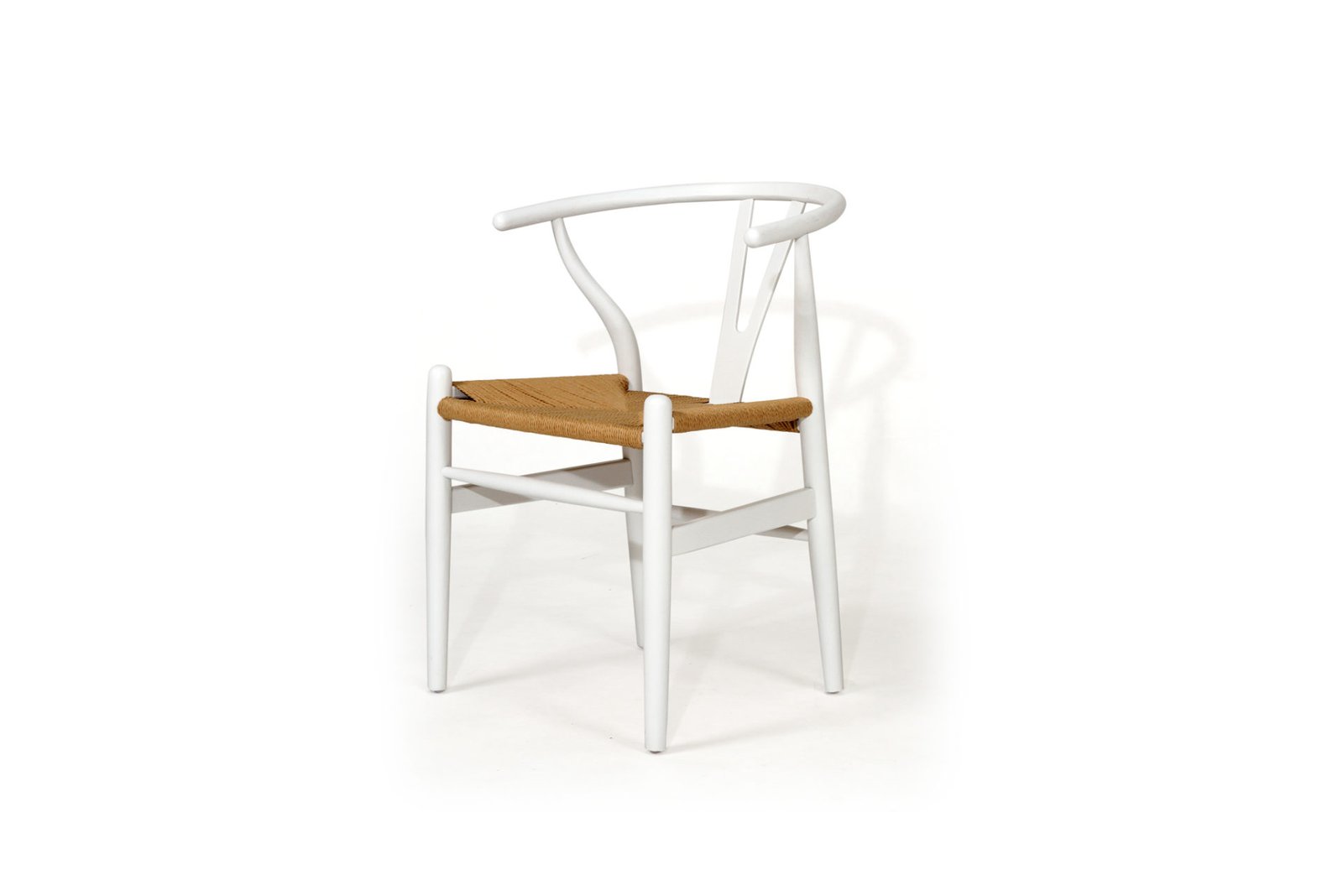 Wishbone Chair - White with natural rope seat image 1