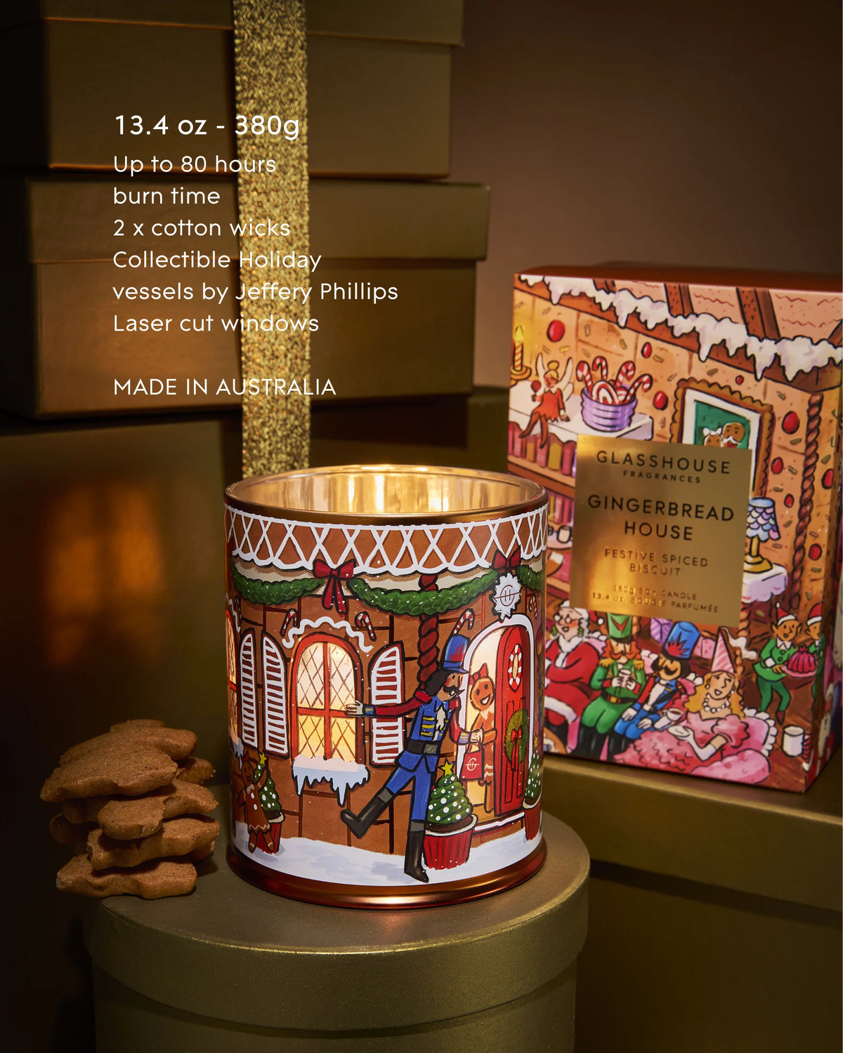 GLASSHOUSE Gingerbread House- 380g Scented Candle