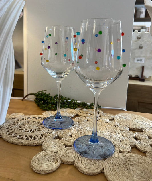 Polka dot wine glasses - set of 2