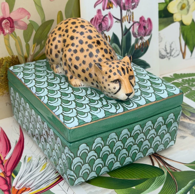 Leopard collectable trinket box CAM