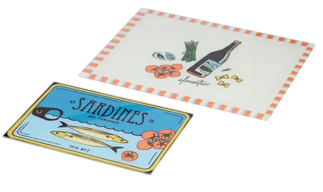 Sardine Glass Serving Board Set of 2
