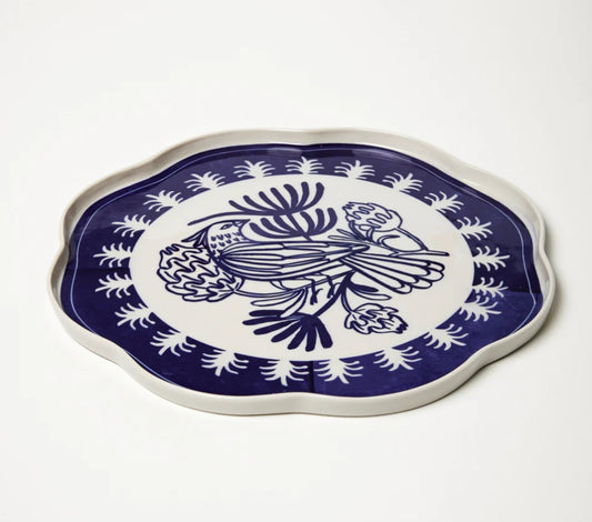 DEL SOL BIRD PLATTER BLUE