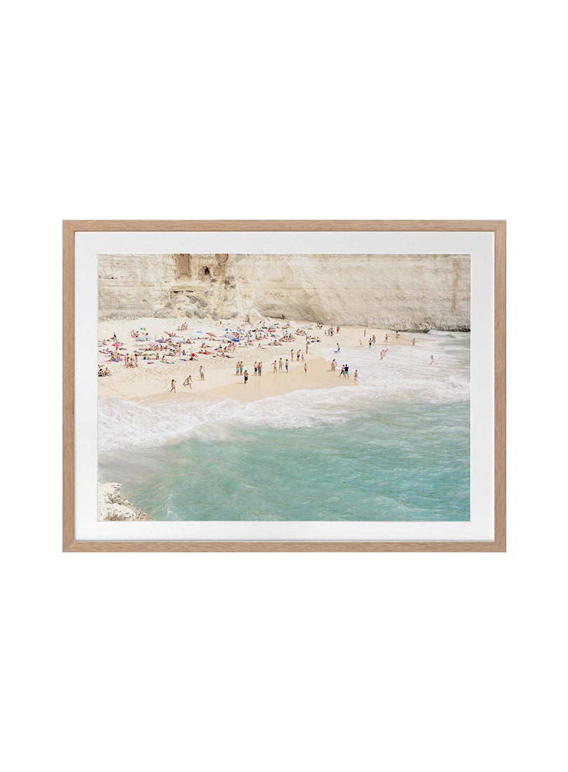 White Cliff Beach Framed Art Print - Oak Frame