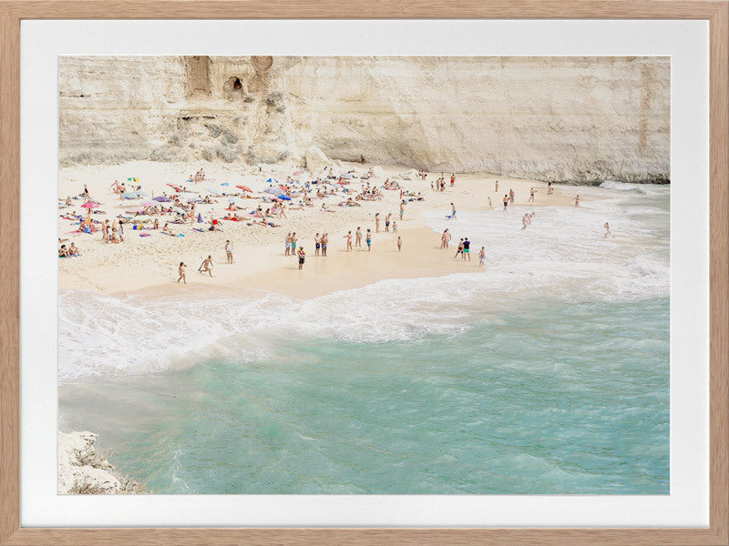 White Cliff Beach Framed Art Print - Oak Frame