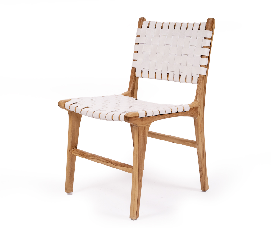 Sorrento leather strap dining chair - White image