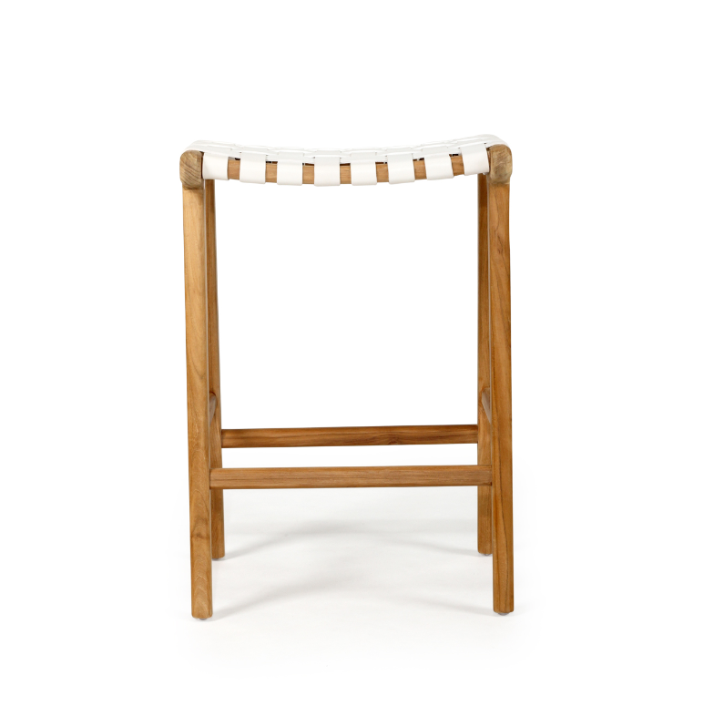 Sorrento leather strap stool backless - White image