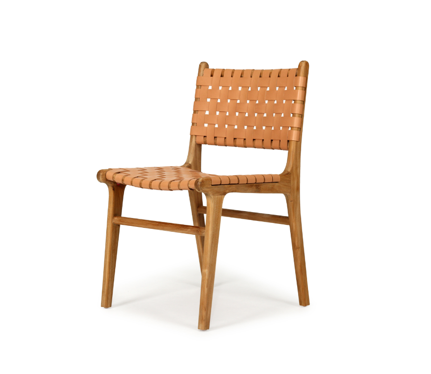 Sorrento leather strap dining chair - Light Tan image