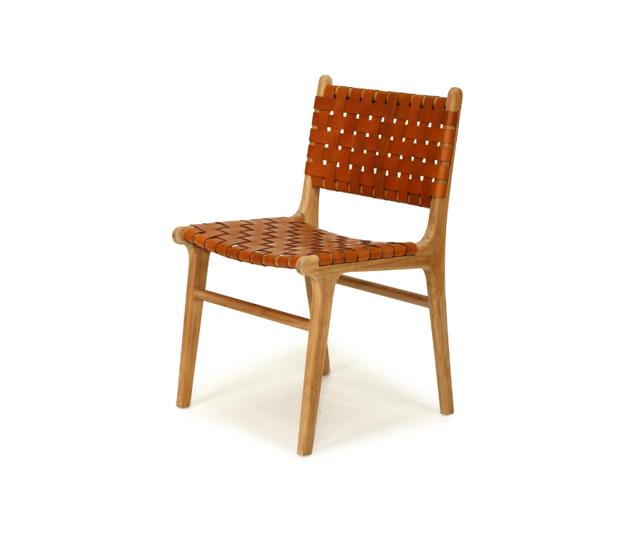 Sorrento leather strap dining chair - Tan image