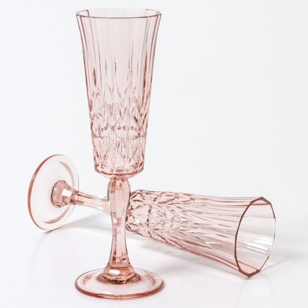 Pink BPA free acrylic champagne flutes