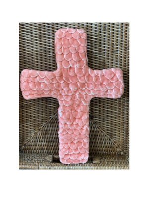 pale pink cross with mermaid scales