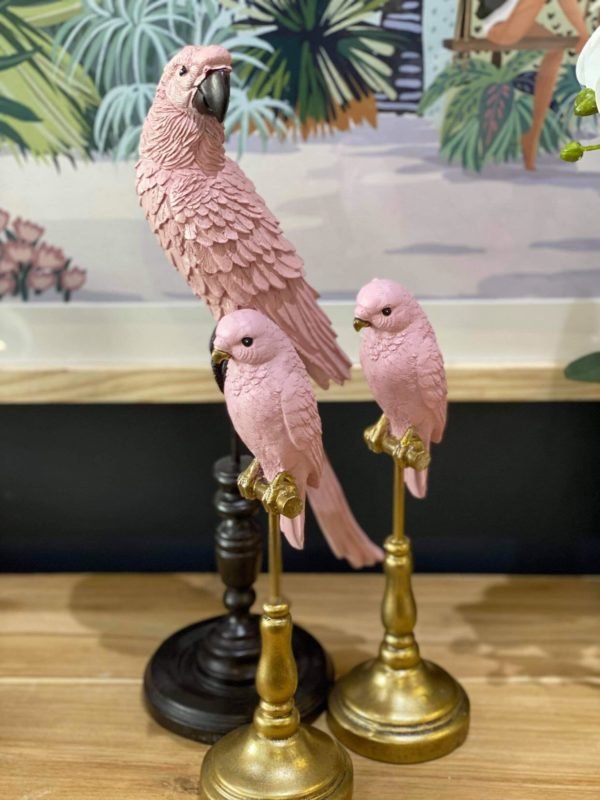 extra small pink parrot gold stand product image