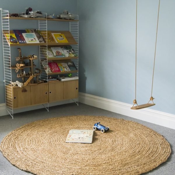 natural round braided weave rug small product image