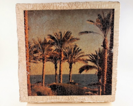 sepia palm wall plaque