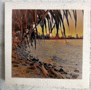 burleigh heads beach at sunset wall plaque